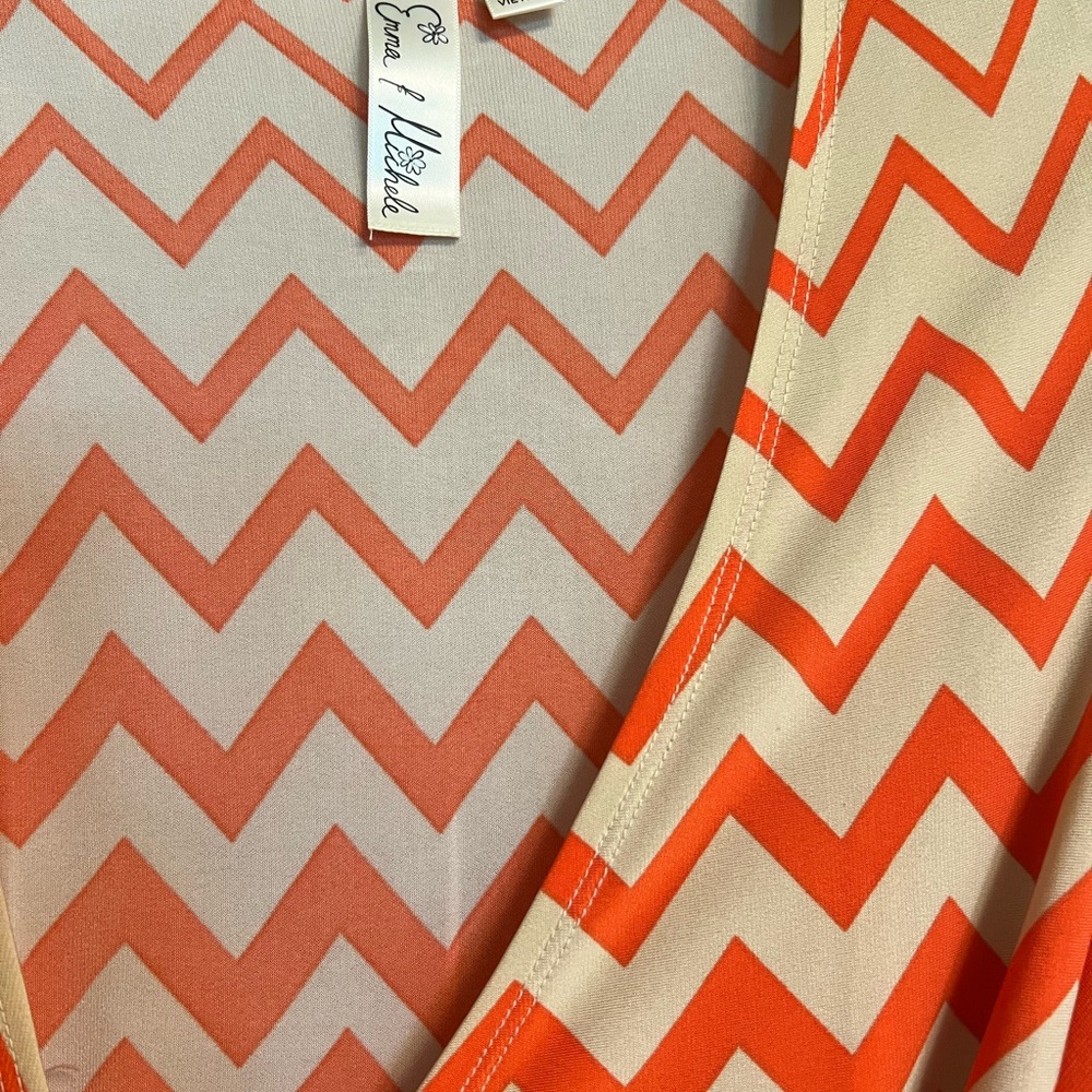 Sleeveless Chevron V-Neck Dress by Love J Neishelle in Coral & Cream